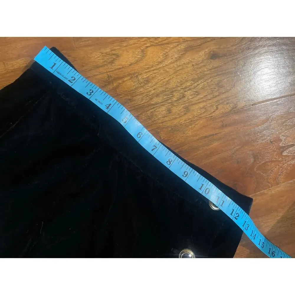 Vintage 90's CONTEMPO Casuals Velvet Midi Skirt GOTH GRUNGE Black DOLL Jrs Small